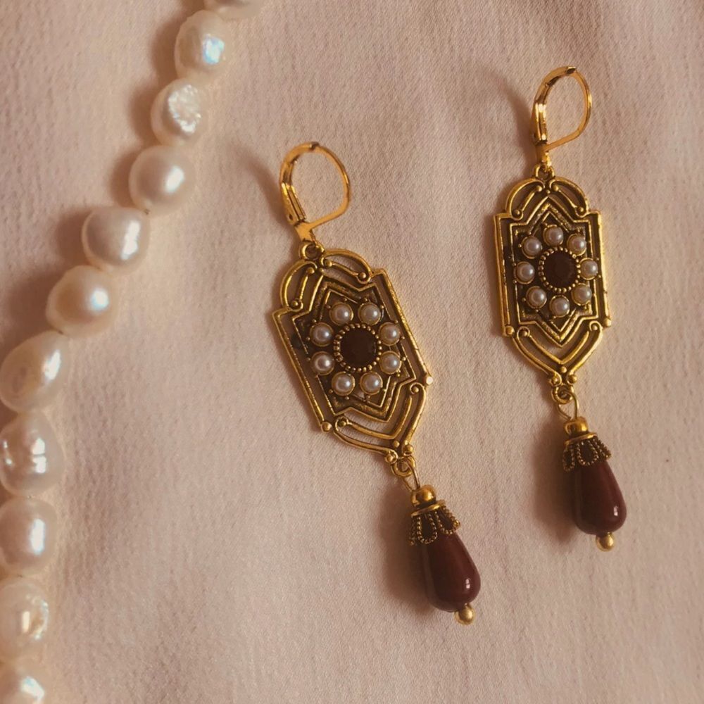 retro flower drop earrings A72